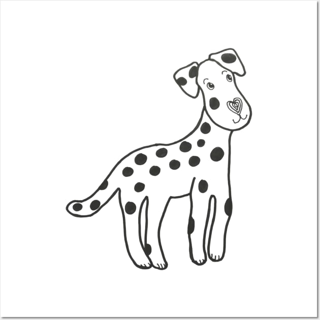 Dalmation dog with heart nose Wall Art by Puddle Lane Art